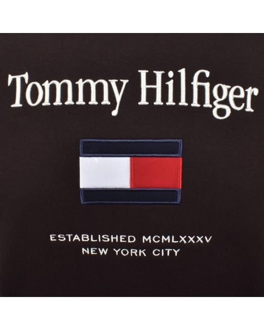 Tommy Hilfiger Black Embroidered Flag Hoodie for men