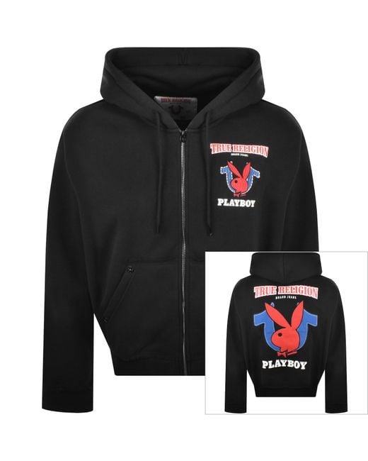 True Religion Black X Playboy Full Zip Hoodie for men