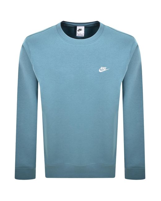 nike club crew neck sweat in blue