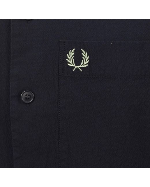 Fred Perry Blue Seersucker Overshirt for men
