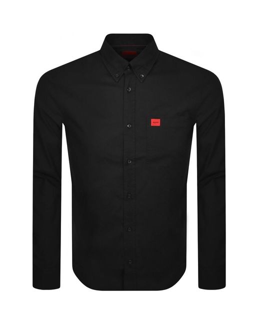 HUGO Black Long Sleeved Evito Shirt for men