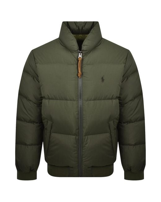 Ralph Lauren Green Down Insulated Bomber Jacket for men