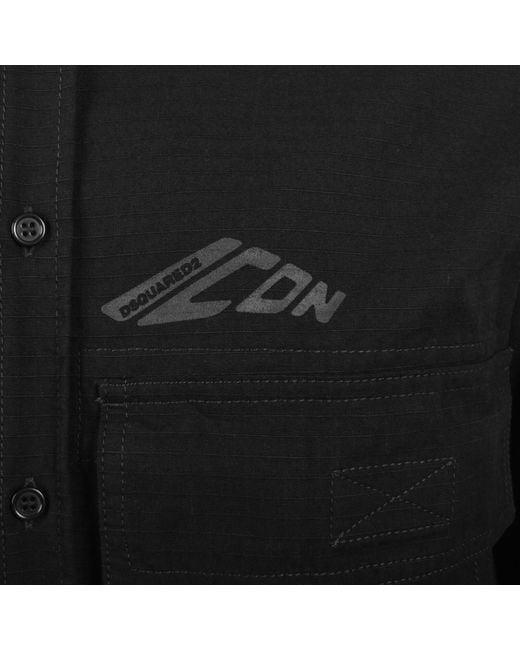 DSquared² Black Icon Ripstop Overshirt for men