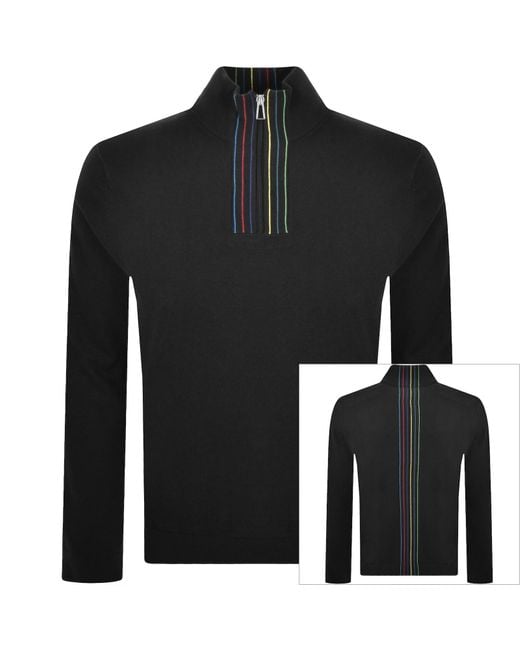 Paul Smith Black Half Zip Knit Jumper for men