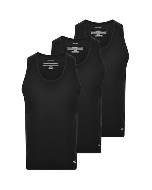 Calvin Klein Black 3 Pack Vests for men
