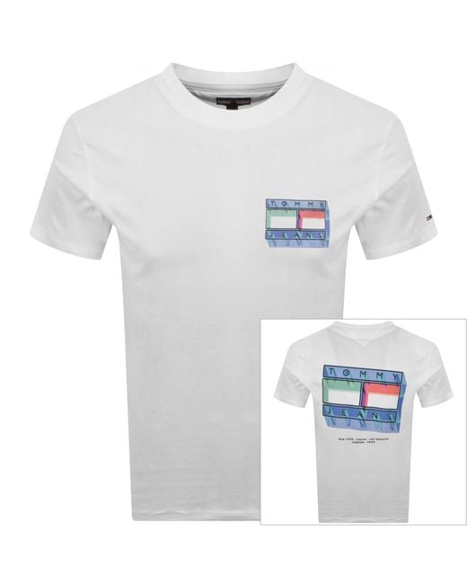 Tommy Hilfiger White Dna Flag Graphic T Shirt Ecru for men