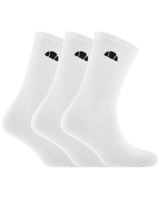 Ellesse White Alacre 3 Pack Crew Socks for men