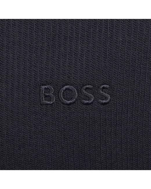 Boss Blue Boss Rib Quarter Zip Polo T Shirt Dark for men