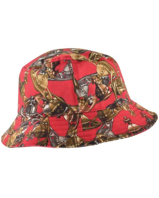 Vivienne Westwood Red Crazy Orb Bucket Hat for men