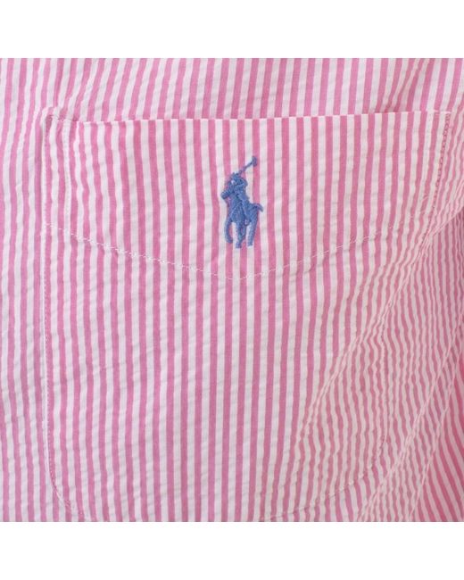 Ralph Lauren Stripe Short Sleeve Shirt in Pink for Men Lyst