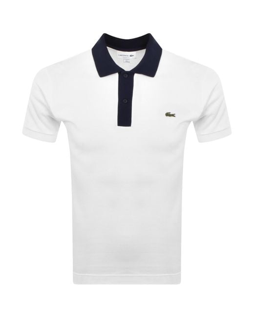 Lacoste White Contrast Collar Polo T Shirt for men