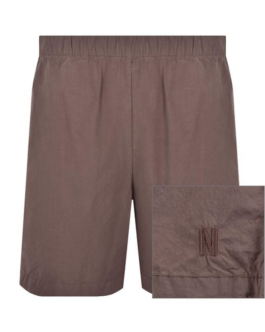 Norse Projects Brown Aurland Tencel Shorts for men