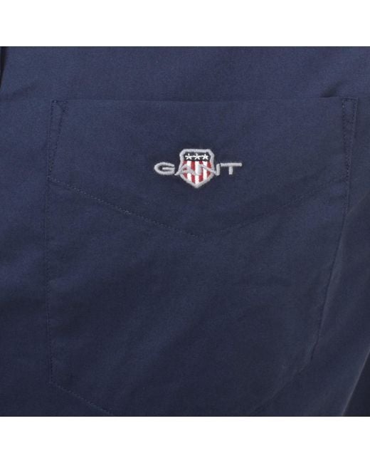 Gant Blue Poplin Short Sleeved Shirt for men