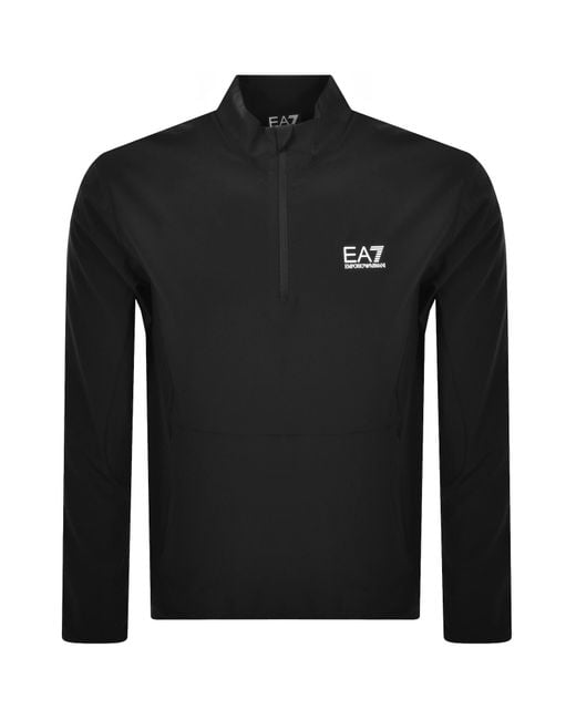 EA7 Black Emporio Armani Half Zip Sweatshirt for men