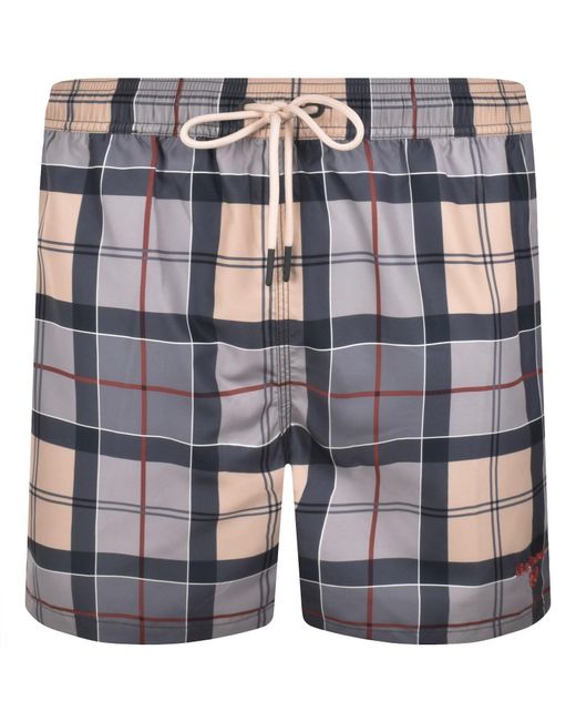 Barbour Blue Staple Tartan Swim Shorts for men