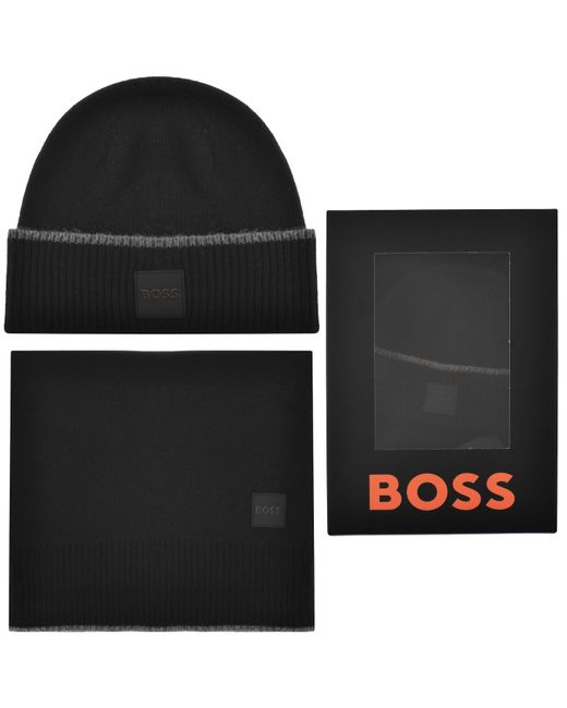 BOSS asic fisherman beanie in navy with white logo