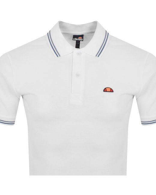Ellesse White Rooks Short Sleeve Polo T Shirt for men