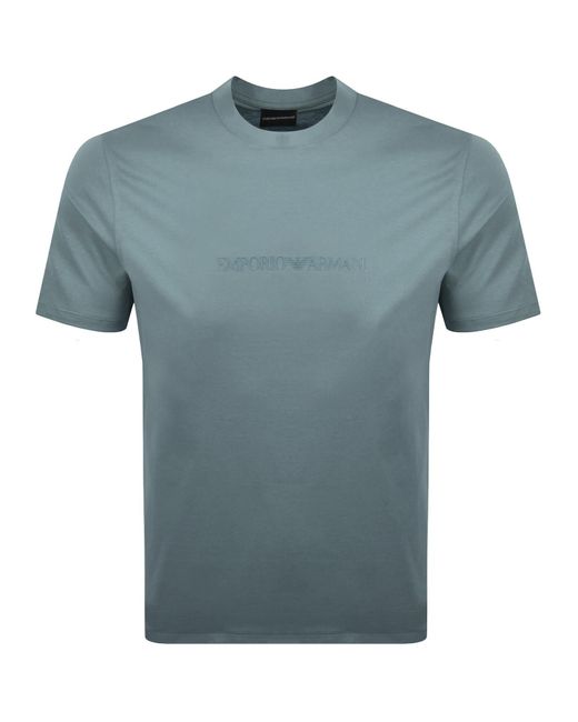 Armani Blue Emporio Logo T Shirt for men