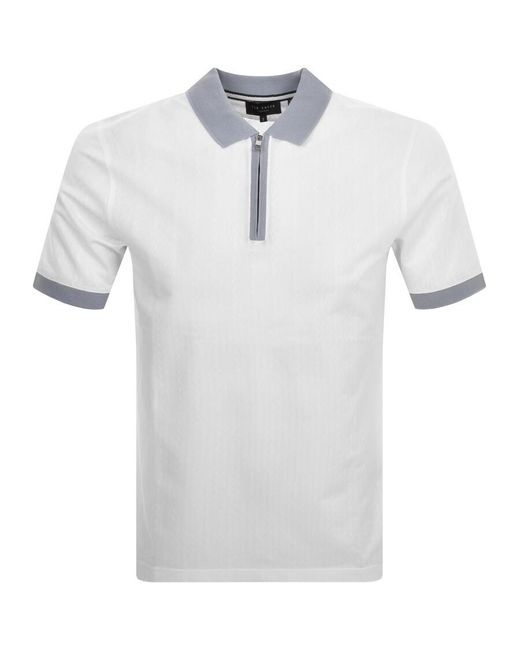 Ted Baker White Arnival Textured Polo T Shirt for men