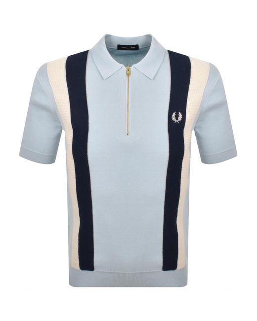 Fred Perry Blue Multi Textured Knit Polo for men