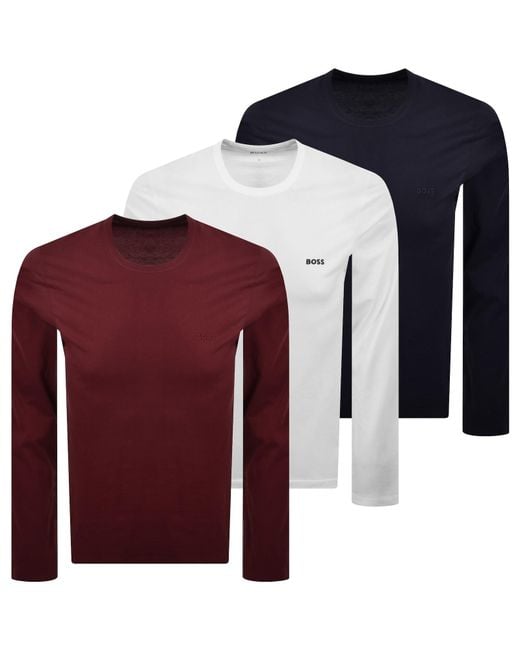 BOSS BUSINESS Red Boss 3 Pack Long Sleeve T Shirts for men