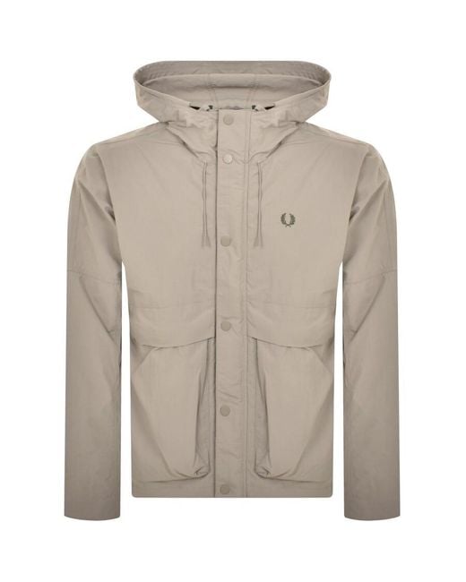 Fred Perry Gray Cropped Parka Jacket for men