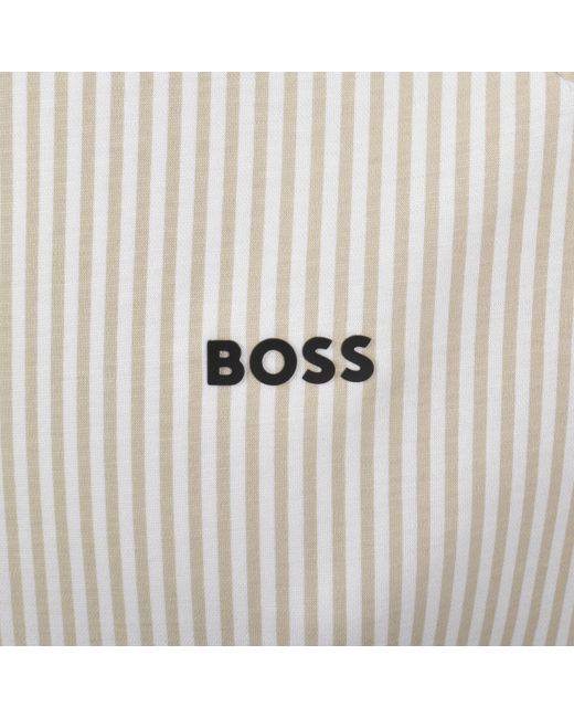 Boss Gray Boss Excurse Short Sleeve Striped Shirt for men