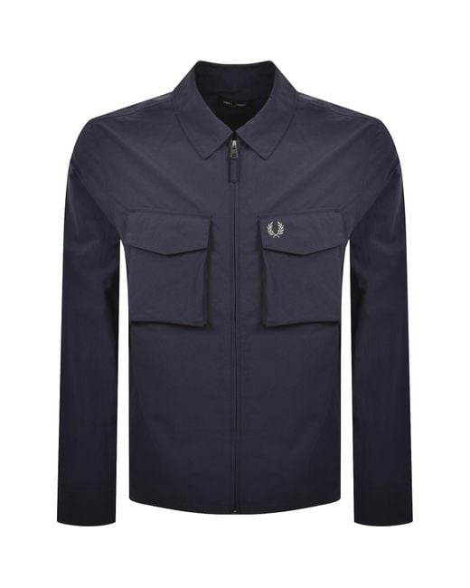 Fred Perry Blue Ripstop Pocket Overshirt for men