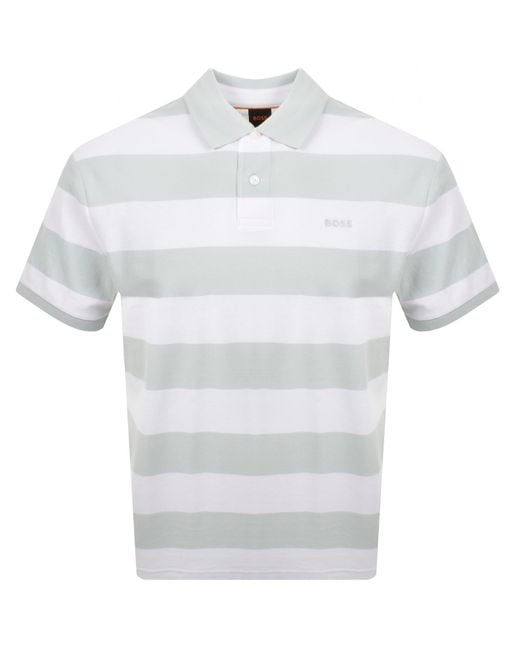 Boss White Boss Pales Stripe Polo T Shirt for men