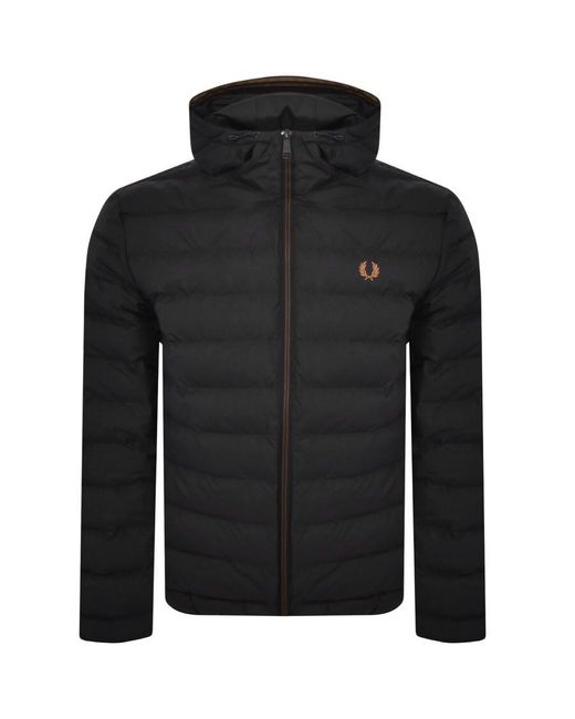Fred Perry Black Hooded Insulated Jacket for men