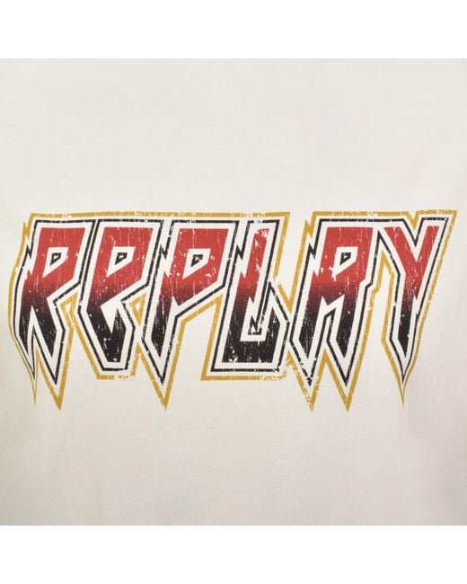 Replay White Logo T Shirt Off for men