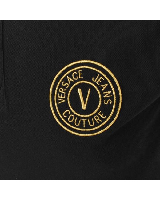 Versace Jeans Black Couture V Emblem Polo T Shirt for men