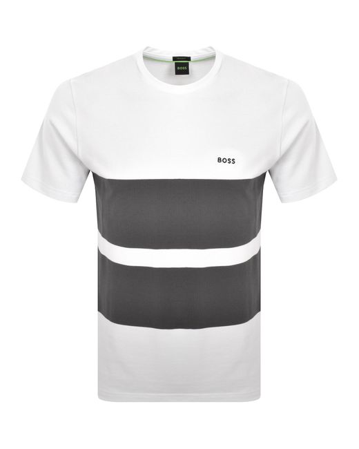 Boss White Boss Stripe Zone Pique T Shirt for men