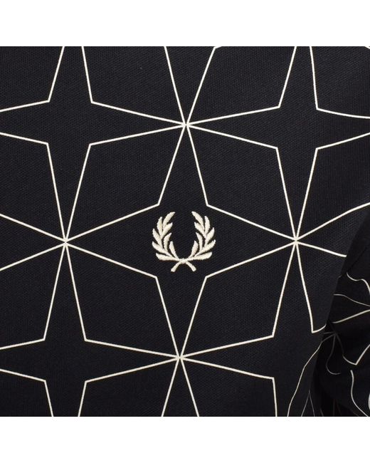 Fred Perry Black Geometric Track Top for men