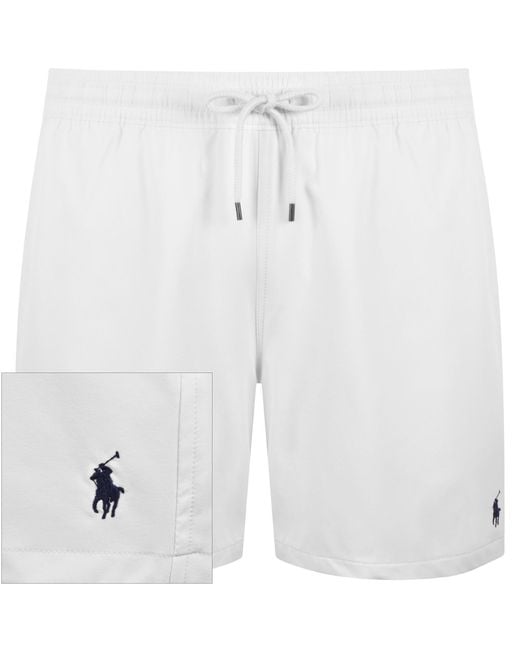 Ralph Lauren White Slim Traveller Swim Shorts for men