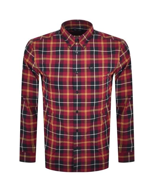 Fred Perry Cotton Long Sleeved Tartan Shirt in Burgundy (Red) for Men | Lyst