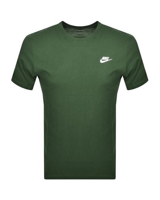 Nike Green Crew Neck Club T Shirt for men