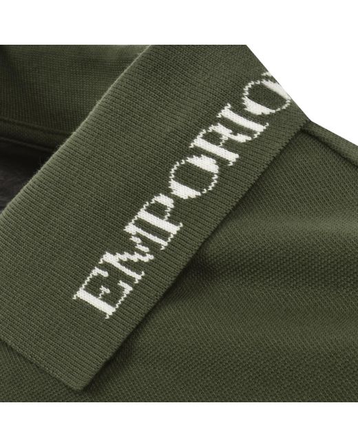 Armani Green Emporio Logo Collar Polo T Shirt for men