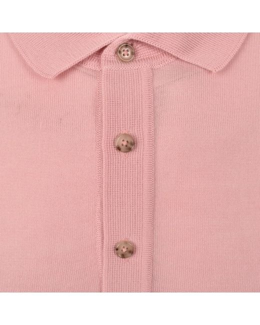 BOSS BUSINESS Pink Boss Extrafine Merino Wool Knit Polo for men