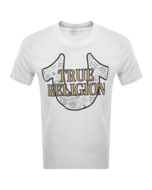 True Religion Gray Logo T Shirt Optic for men