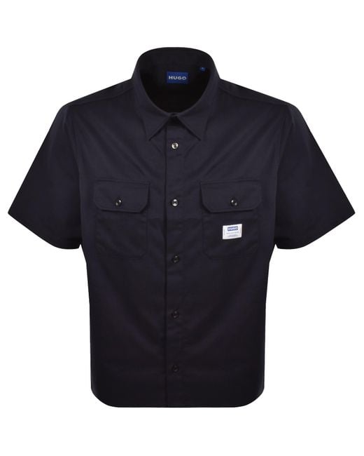HUGO Blue Short Sleeve Ekyno Shirt for men