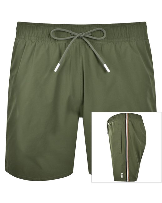 BOSS BUSINESS Green Boss Iconic Swim Shorts for men
