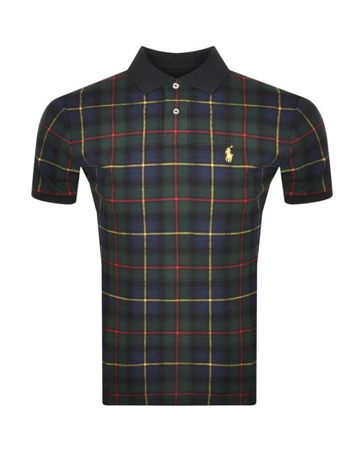 Ralph Lauren Black Tartan Polo T Shirt for men