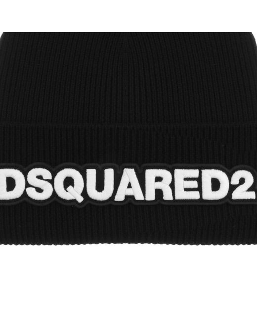 DSquared² Black Knit Beanie Hat for men
