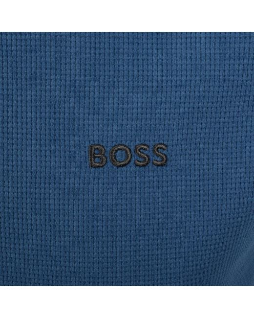 BOSS BUSINESS Blue Boss Waffle T Shirt for men
