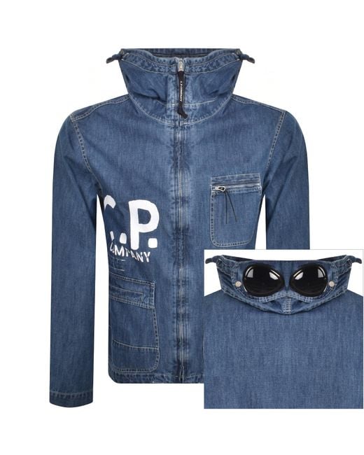 C P Company Blue Cp Company goggle Jacket for men