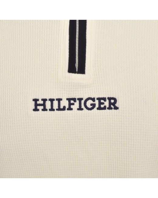 Tommy Hilfiger White Lounge Half Zip Sweatshirt for men