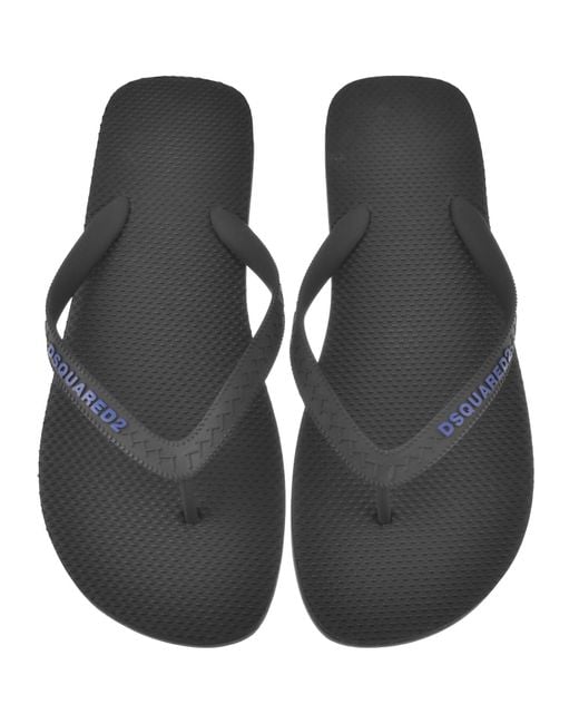 DSquared² Black Logo Flip Flops for men