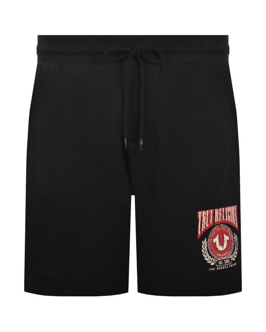 True Religion Black College Horseshoe Shorts for men