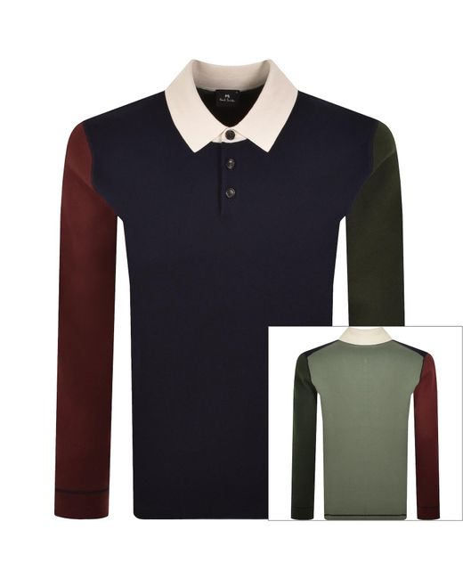 Paul Smith Blue Knit Polo Dark for men